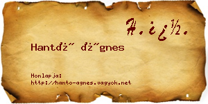 Hantó Ágnes névjegykártya